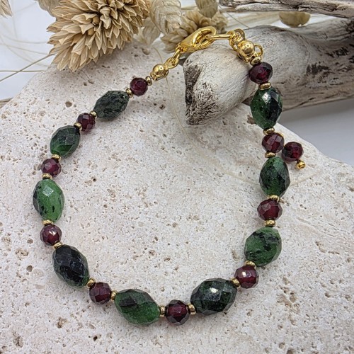 Bransoletka damska z zoisytu i granatu