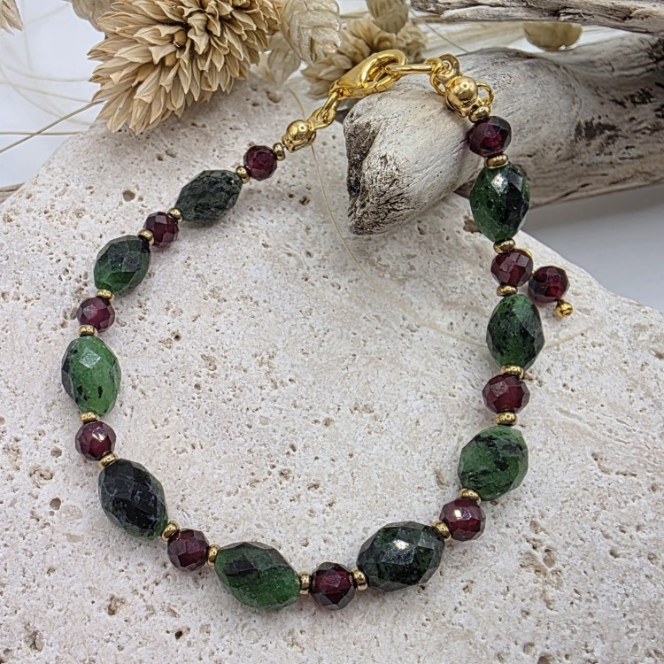 Bransoletka damska z zoisytu i granatu