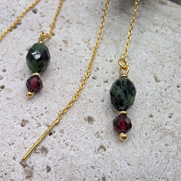 Kolczyki z zoisytu i granatu