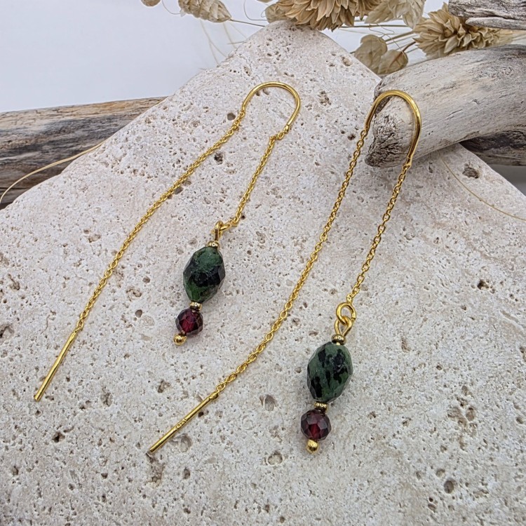 Kolczyki z zoisytu i granatu