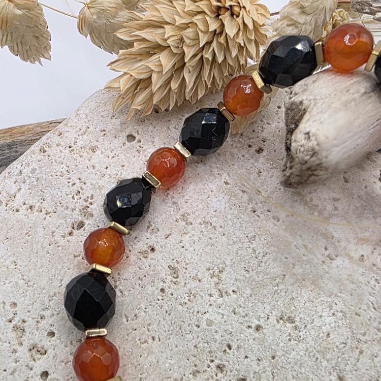 Bransoletka damska z onyksu i karneolu