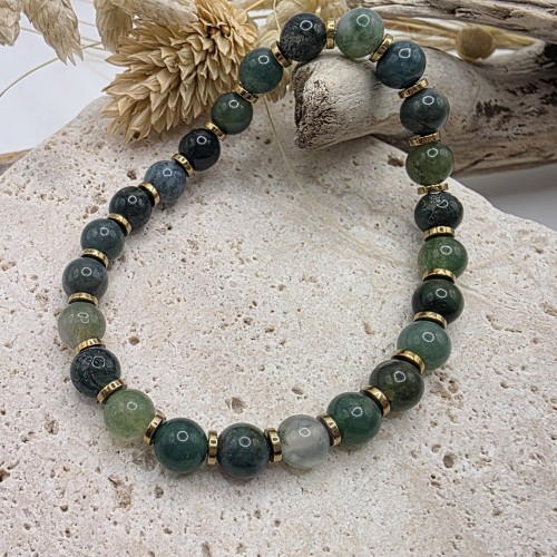 Bransoletka damska z agatu mszystego