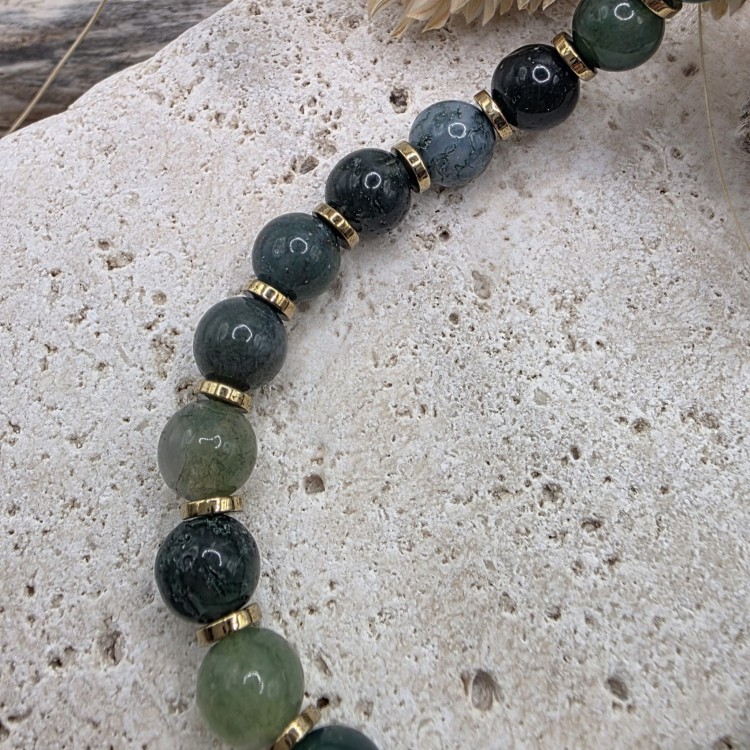 Bransoletka damska z agatu mszystego