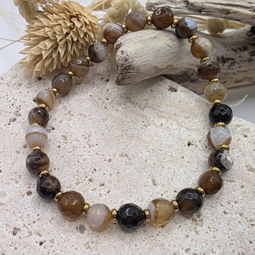 Bransoletka damska z agatu pasiastego