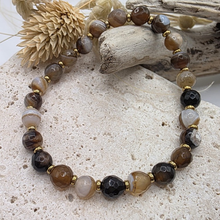 Bransoletka damska z agatu pasiastego