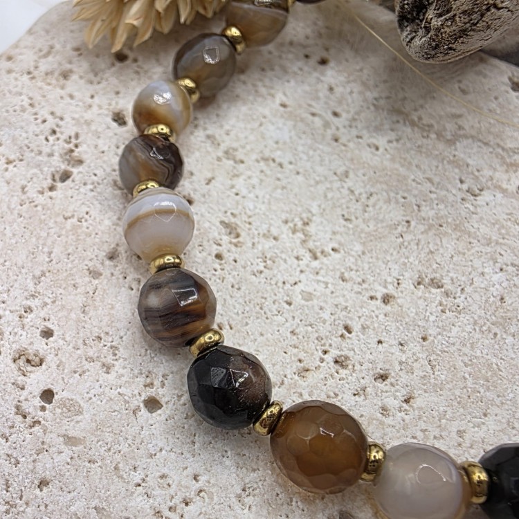 Bransoletka damska z agatu pasiastego