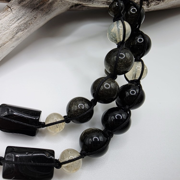 Bransoletki dla dwojga - czarny turmalin, obsydian i cytryn