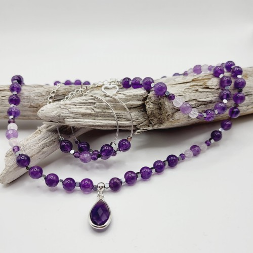 Komplet biżuterii z ametystu