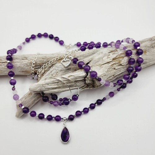 Komplet biżuterii z ametystu