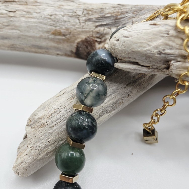 Bransoletka damska z agatu mszystego