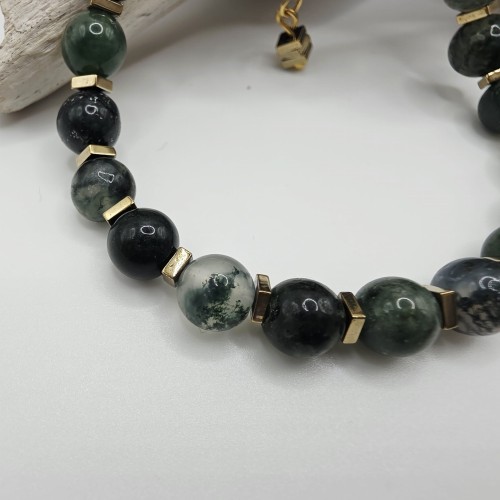 Bransoletka damska z agatu mszystego