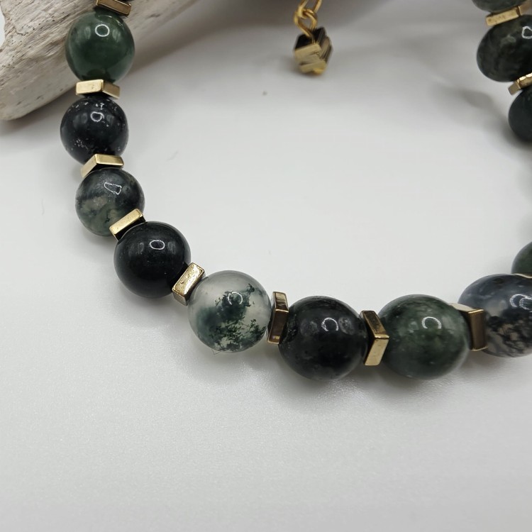 Bransoletka damska z agatu mszystego