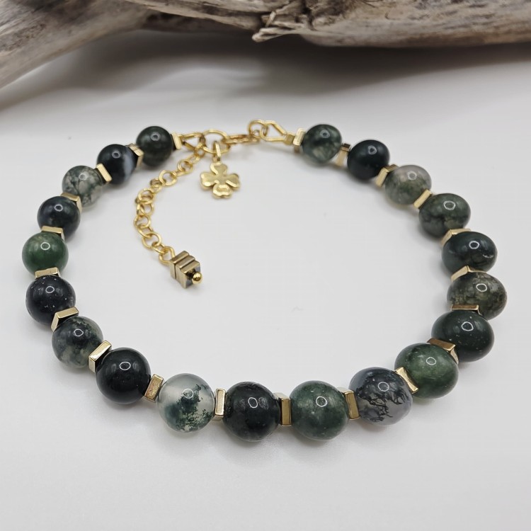 Bransoletka damska z agatu mszystego