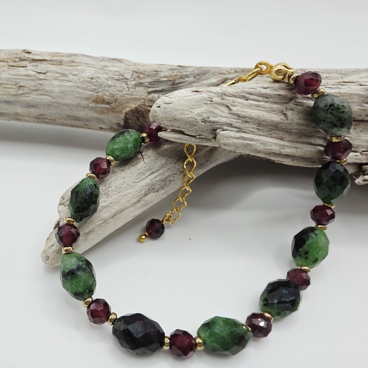 Bransoletka damska z zoisytu i granatu