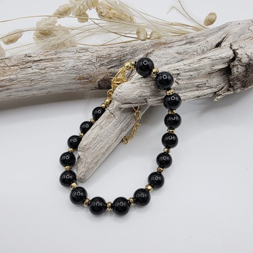 Bransoletka damska z czarnego turmalinu