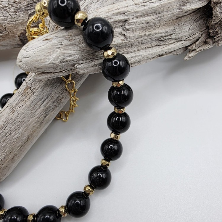 Bransoletka damska z czarnego turmalinu