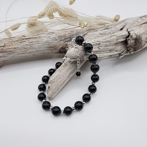 Bransoletka damska z czarnego turmalinu