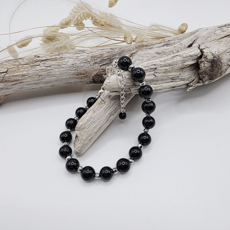 Bransoletka damska z czarnego turmalinu