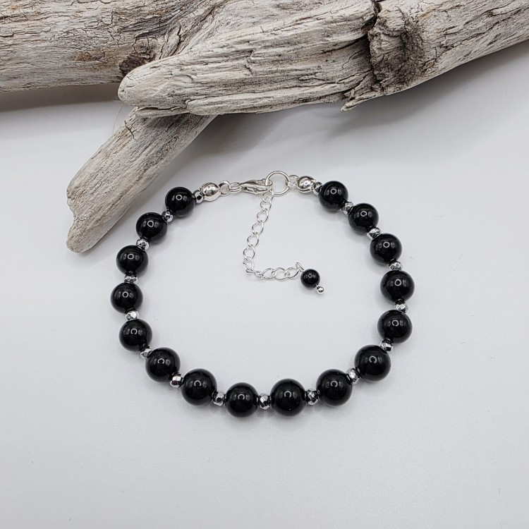 Bransoletka damska z czarnego turmalinu