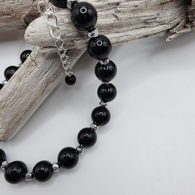 Bransoletka damska z czarnego turmalinu