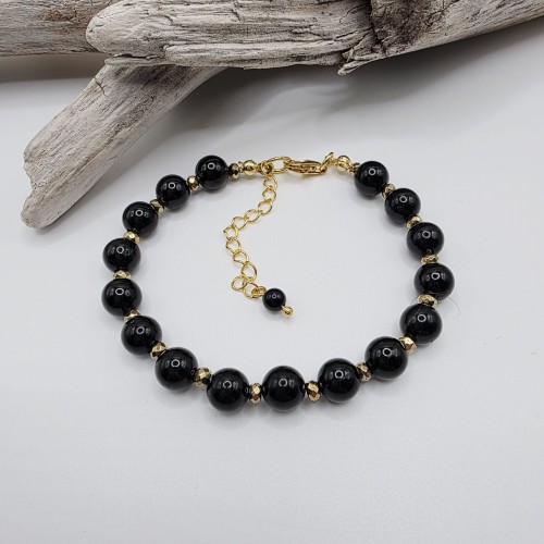 Bransoletka damska z czarnego turmalinu