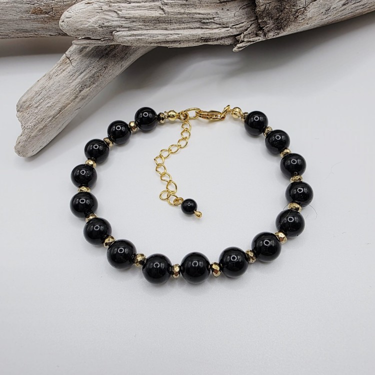 Bransoletka damska z czarnego turmalinu