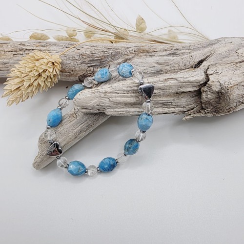 Bransoletka dziecięca z kamieni naturalnych - apatyt i kryształ górski