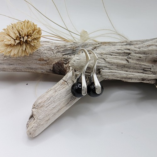 Kolczyki z kamieni naturalnych - czarny turmalin