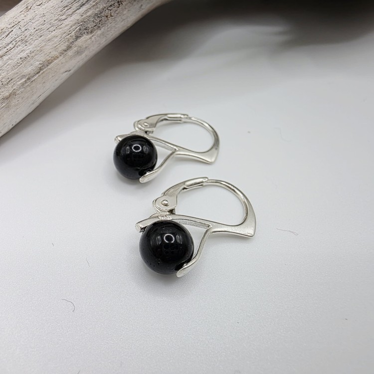 Kolczyki z kamieni naturalnych - czarny turmalin