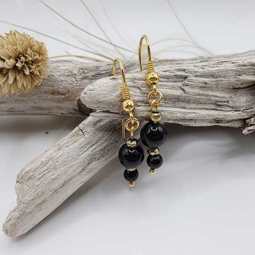 Kolczyki z kamieni naturalnych - czarny turmalin