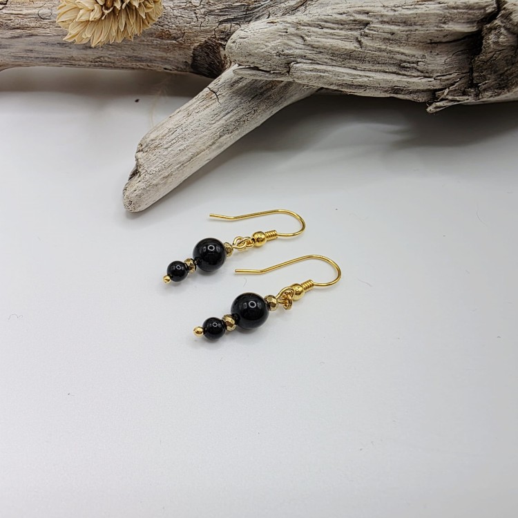 Kolczyki z kamieni naturalnych - czarny turmalin