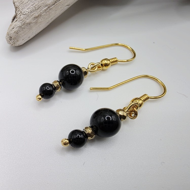 Kolczyki z kamieni naturalnych - czarny turmalin