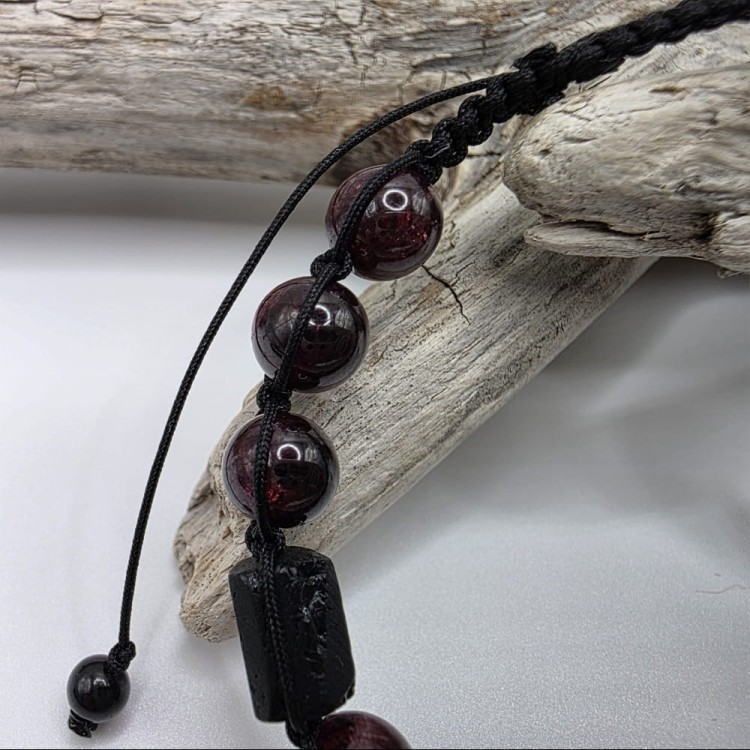 Bransoletki dla dwojga - czarny turmalin i granat