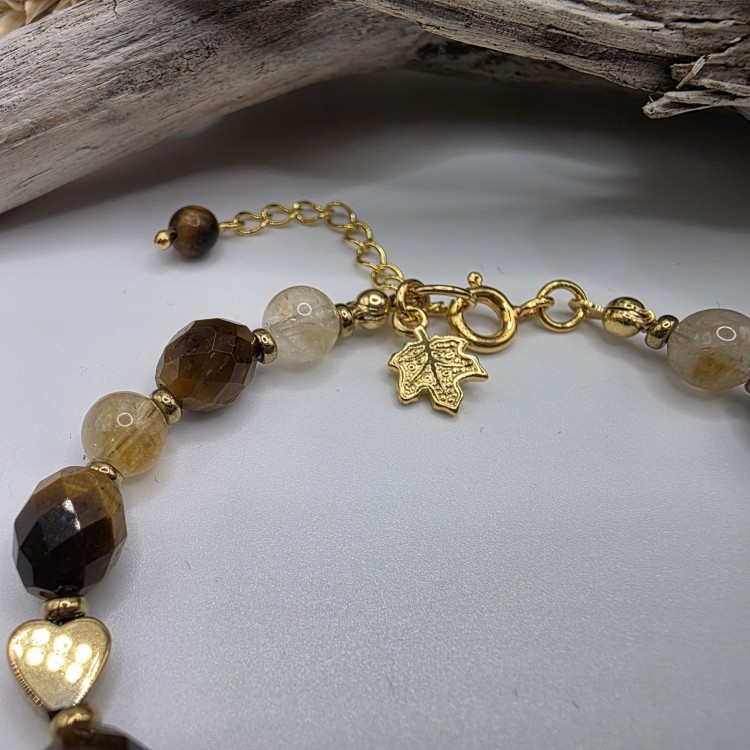 Komplet biżuterii z kamieni naturalnych - tygrysie oko, cytryn, hematyt