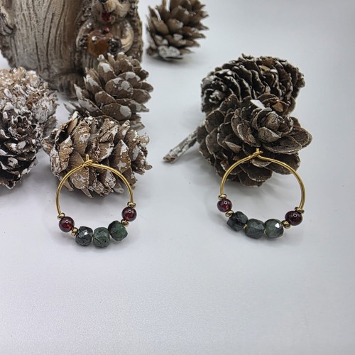 Kolczyki z kamieni naturalnych - szmaragd, granat, hematyt
