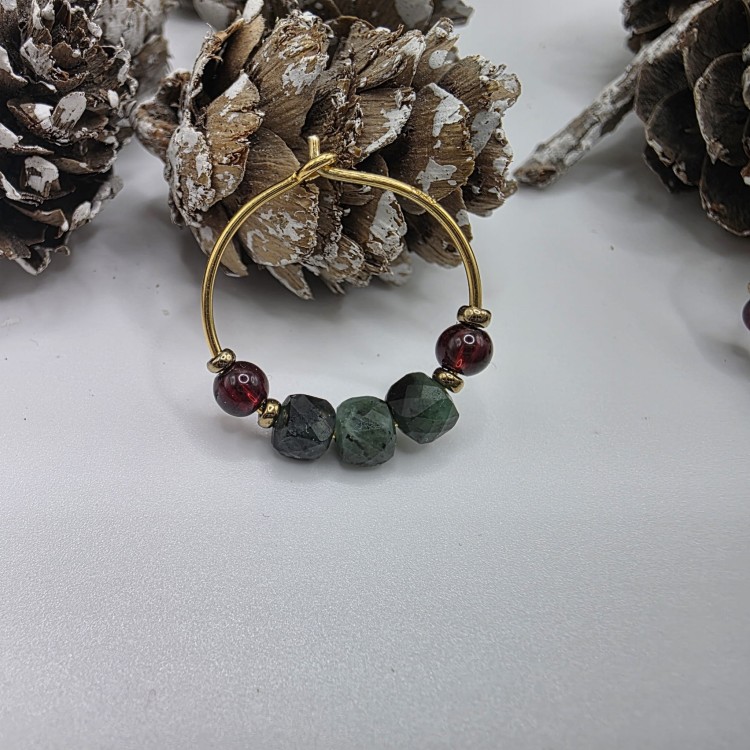 Kolczyki z kamieni naturalnych - szmaragd, granat, hematyt