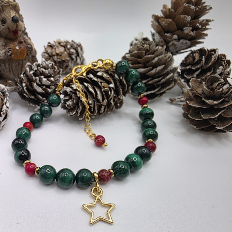 bransoletka świąteczna z malachitu