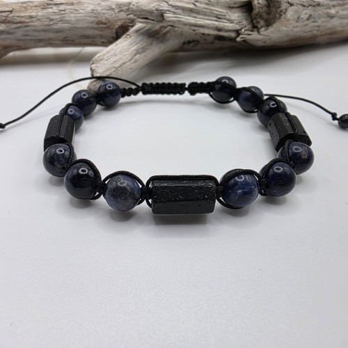 Bransoletka męska z sodalitu i czarnego turmaliny
